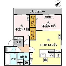 ビクトワールII 1階2LDKの間取り