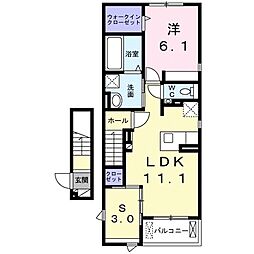 メディカル松下南ＤＸ 2階1SLDKの間取り