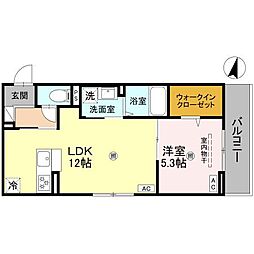 ボヌールメゾンkasuga 1LDKの間取図画像