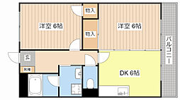 アルテール 1階2DKの間取り