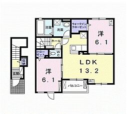 サン　ルーラルIV 2階2LDKの間取り