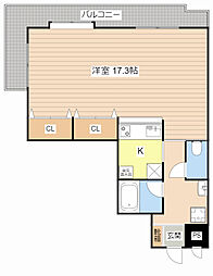 メゾン寿 3階1Kの間取り