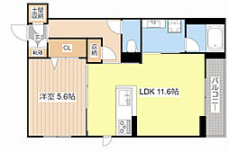 シャーメゾン　ルイ 2階1LDKの間取り