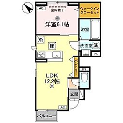 claria萩（クラリア） 101 1階1LDKの間取り