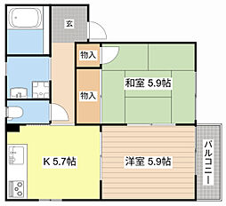 フォーレス柏A 2Kの間取図画像