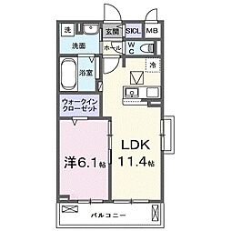 リ:ルーム 東近江 1LDKの間取図画像