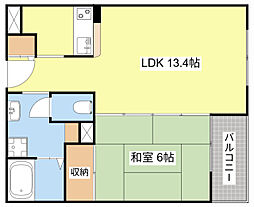 カネボウ琵琶湖アーバンプラザ 1LDKの間取図画像