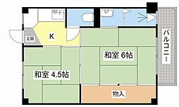 ビレッジハウス加田一号棟 2Kの間取図画像