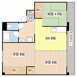 ビレッジハウス小堀1号棟 3DKの間取図画像