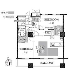 ライオンズタワー神戸旧居留地 2LDKの間取図画像