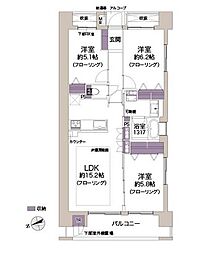 コスモ芦屋川シーサイドテラス 3LDKの間取図画像