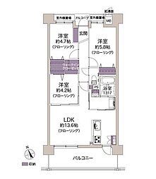 ジオ四条桂川ブライトコア 3LDKの間取図画像