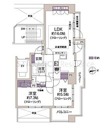 ネバーランド南堀江 2LDKの間取図画像
