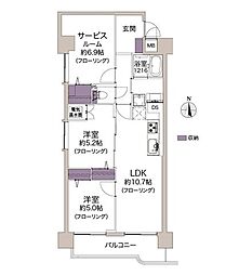 シティ・コーポ道頓堀 2SLDKの間取図画像