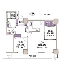 キングマンション心斎橋東 2LDKの間取図画像