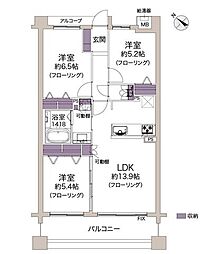 グランアッシュ伊丹北本町 3LDKの間取図画像