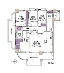 グランドメゾン赤坂弐番館 3LDKの間取図画像