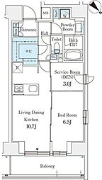リテラス西日暮里 10階1SLDKの間取り