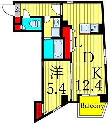 ミライズ南千住 8階1LDKの間取り