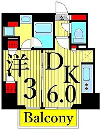 プライムアーバン西日暮里フロント 6階1DKの間取り