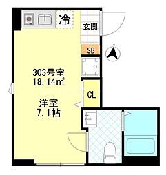 FERIO三河島 3階ワンルームの間取り
