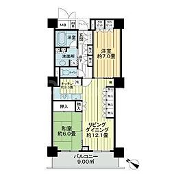 日暮里アインスタワー 23階2LDKの間取り