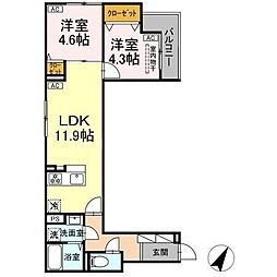 セレスティア扇III 2LDKの間取図画像