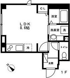 Cerisier Terrasse播磨坂 1階ワンルームの間取り