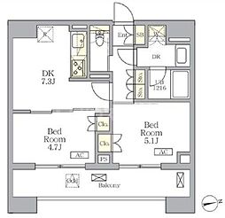 ザ・ライオンズフォーシア文京湯島 11階2DKの間取り