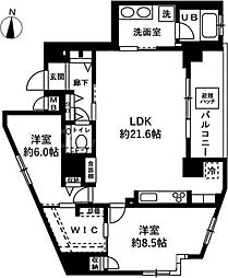 オーヴェルク-II 11階2LDKの間取り