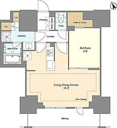オアーゼ日暮里レジデンス 3階1LDKの間取り