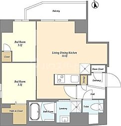 グランカーサ上野松が谷 3階2LDKの間取り
