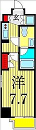 パークアクシス台東根岸 7階1Kの間取り