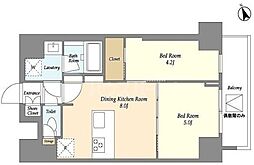 ドゥーエ浅草 13階2DKの間取り
