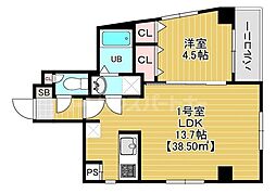 The House minowa 3階1LDKの間取り