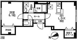 アーク江戸川橋 2階1LDKの間取り