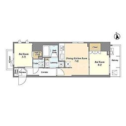 ジオエント浅草雷門 5階2DKの間取り