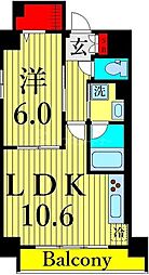 エリタージュ根岸 7階1LDKの間取り