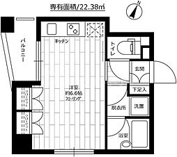 グラーサ本郷東大前 11階ワンルームの間取り