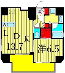 ステージファースト上野松が谷アジールコート 6階1LDKの間取り