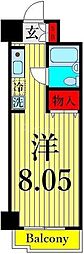 ブルービラ吉原 4階ワンルームの間取り