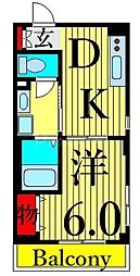 プラカーサ 3階1DKの間取り