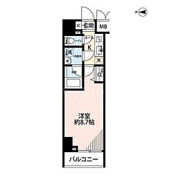 プレール・ドゥーク文京湯島 11階1Kの間取り