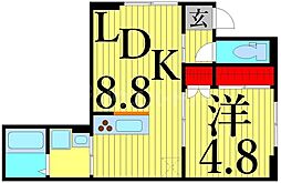 Coccinelle 1階1LDKの間取り