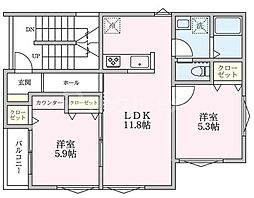 Casa FUKUYA 2階2LDKの間取り