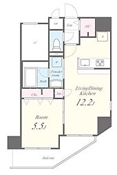 テ レジャンデール護国寺EAST 2階1LDKの間取り