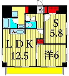 HY'sタバタ2ウエスト 1SLDKの間取図画像
