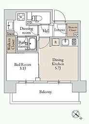グランカーサ三ノ輪III 12階1DKの間取り