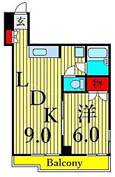 センチュリー町屋 5階1LDKの間取り
