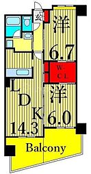 カスタリア 3階2LDKの間取り